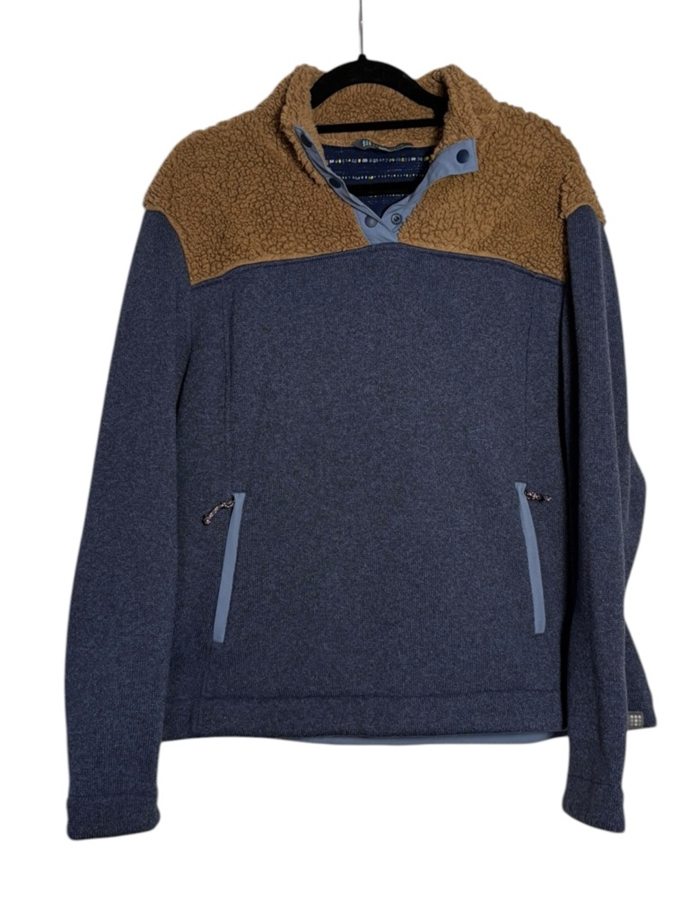 Title Nine Women L Callitrix Fleece Pullover Jacket Blue Brown Long Sleeve